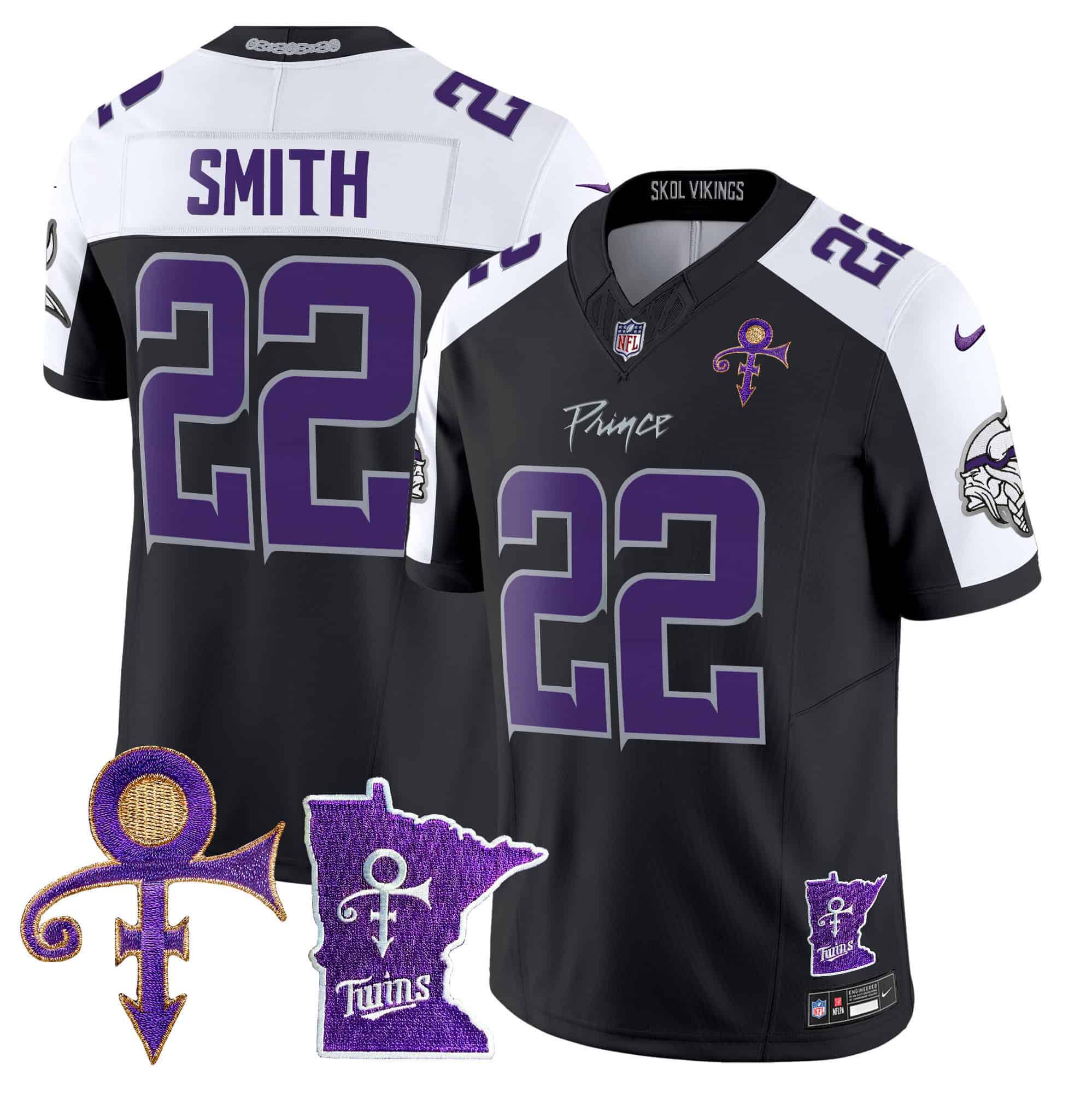 Men Minnesota Vikings #22 Smith Black 2024 Nike Prince Vapor Limited NFL Jersey
